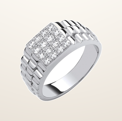 IT_ROLE:presentation_crop | Silver Square Top Gents Cubic Zirconia Ring