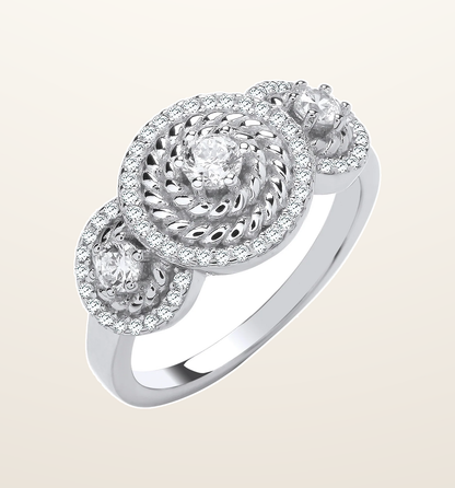 IT_ROLE:presentation_crop | Silver Trilogy Halo Cubic Zirconia Ring