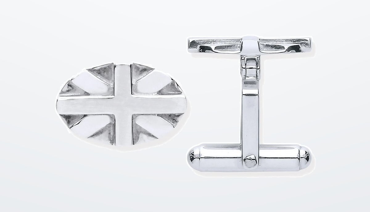 IT_ROLE:presentation_crop | Silver Union Jack Oval Cufflinks