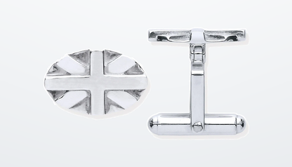 IT_ROLE:presentation_crop | Silver Union Jack Oval Cufflinks