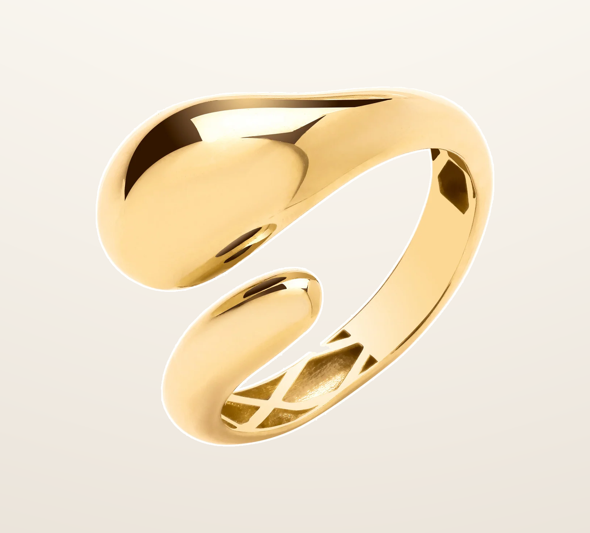 IT_ROLE:presentation_crop | Yellow Gold Cross Over, Teardrop Ladies Ring
