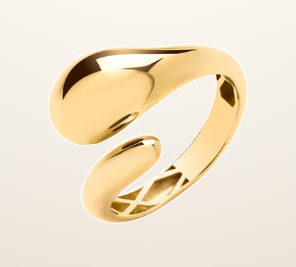 IT_ROLE:presentation_crop | Yellow Gold Cross Over, Teardrop Ladies Ring