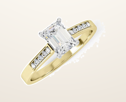 IT_ROLE:presentation_crop | Yellow Gold Emerald Cut Clear Cubic Zirconia Ladies Ring