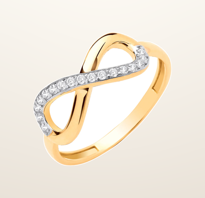 IT_ROLE:presentation_crop | Yellow Gold Infinity Cubic Zirconia Ladies Ring
