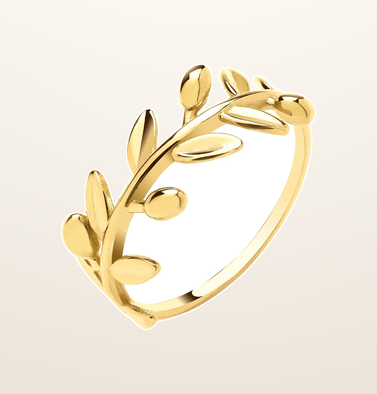 IT_ROLE:presentation_crop | Yellow Gold Leaf with Olives Ladies Ring