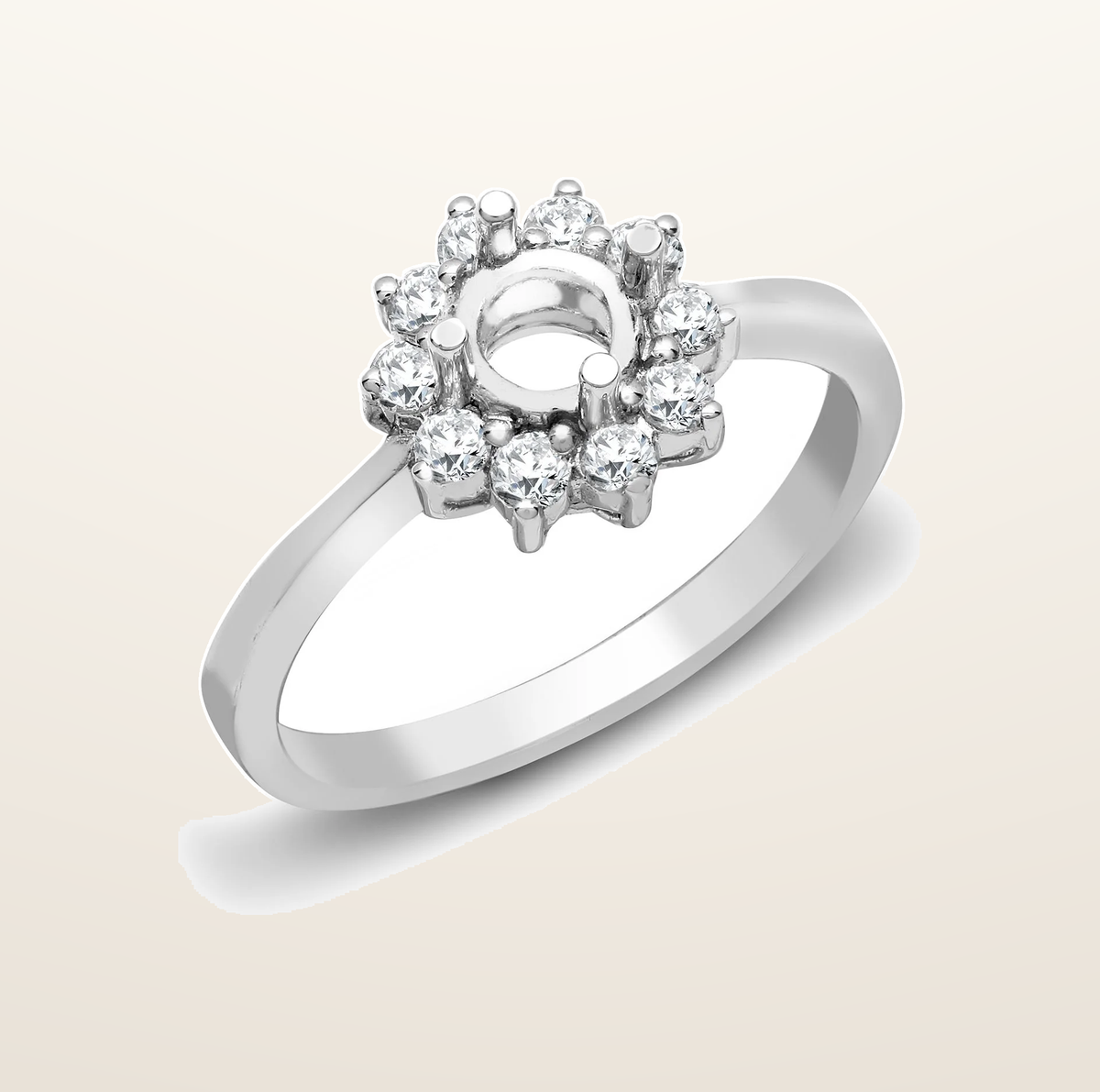 IT_ROLE:presentation_crop | 18ct White Gold 40pt Semi Set Natural Diamond Ring Mount. Fits 1.00ct
