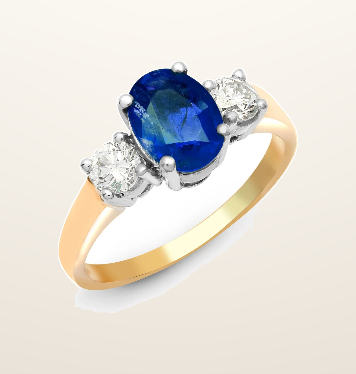 IT_ROLE:presentation_crop | 18ct Yellow Gold 3 Stone Natural Diamond And Sapphire Ring