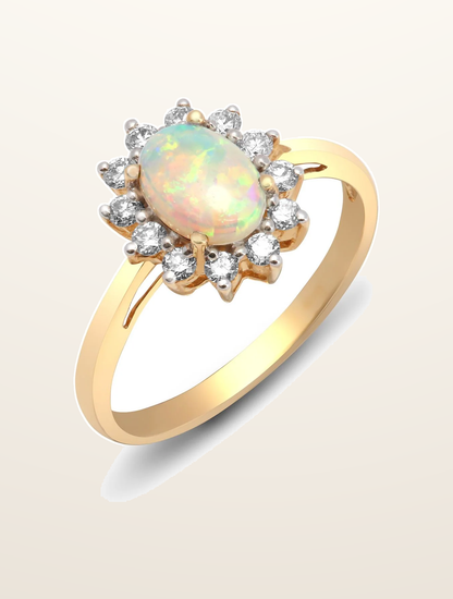 IT_ROLE:presentation_crop | 18ct Yellow Gold Natural Diamond And Opal Ring