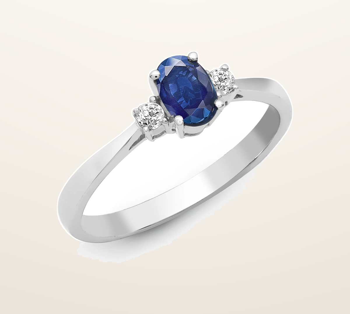 IT_ROLE:presentation_crop | 18ct White Gold Natural Diamond And Sapphire 3 Stone Ring