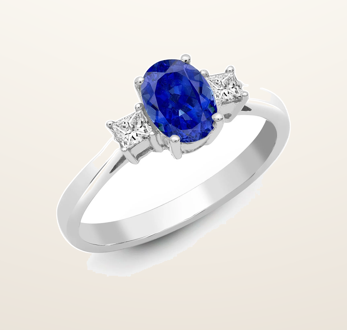 IT_ROLE:presentation_crop | 18ct White Gold Natural Diamond And Sapphire And 3 Stone Ring