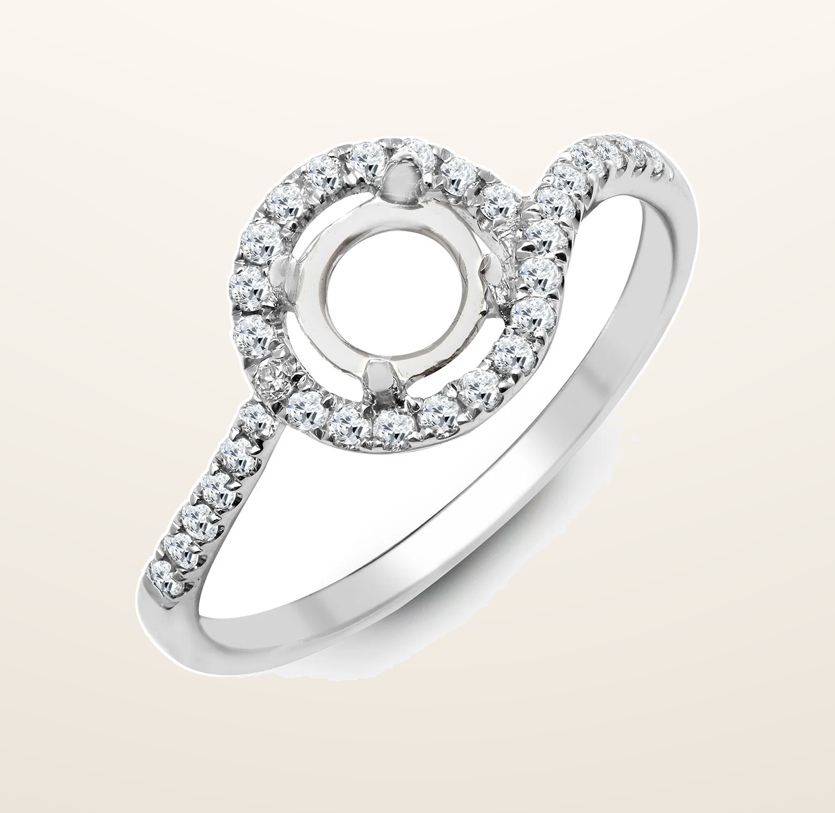 IT_ROLE:presentation_crop | 18ct White 0.28ct Natural Diamond Semi Set Ring - Holds 0.50ct