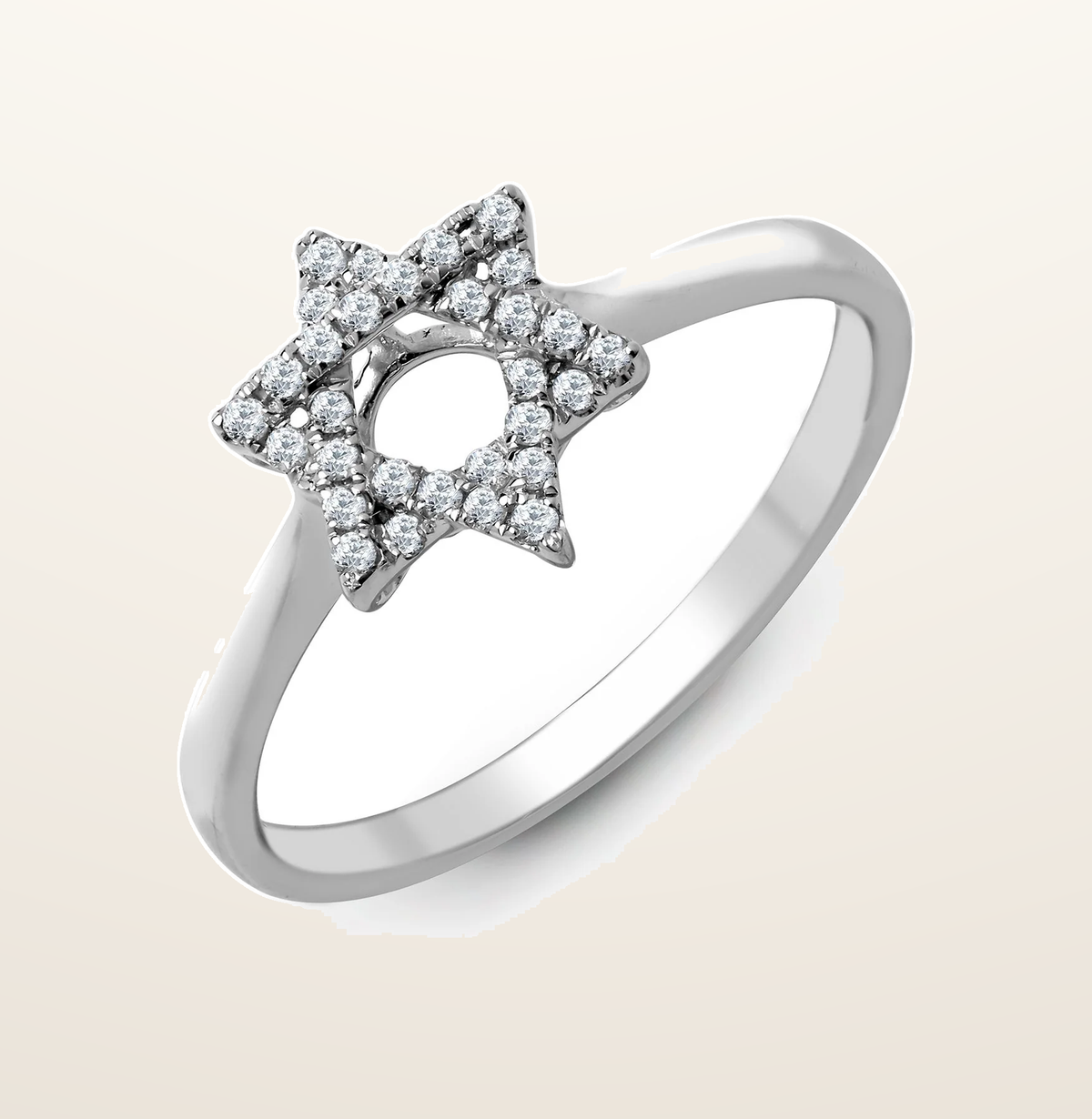 IT_ROLE:presentation_crop | 18ct White 0.13ct Natural Diamond Star of David Ring