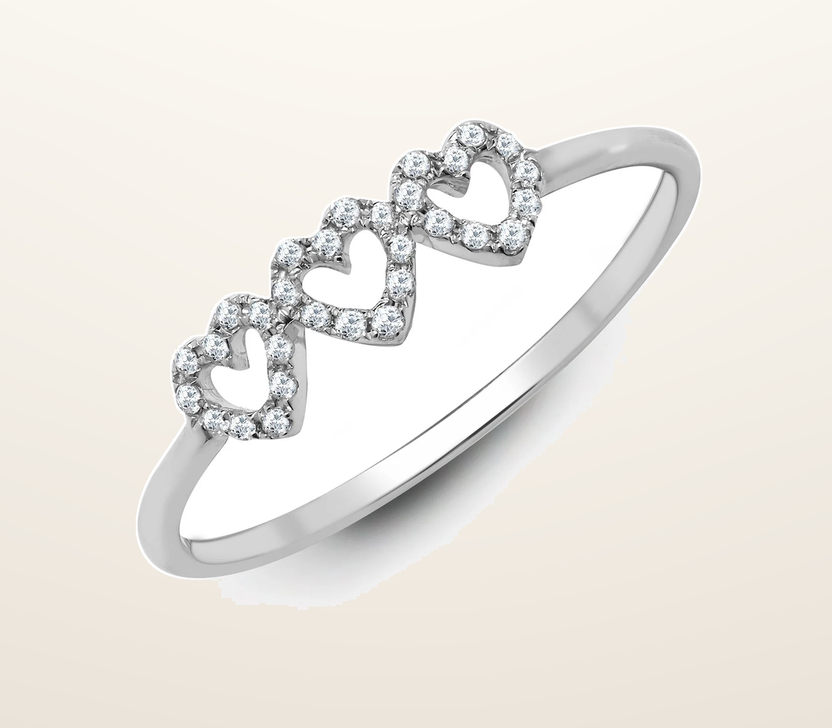IT_ROLE:presentation_crop | 18ct White 0.10ct Natural Diamond 3 x Heart Ring