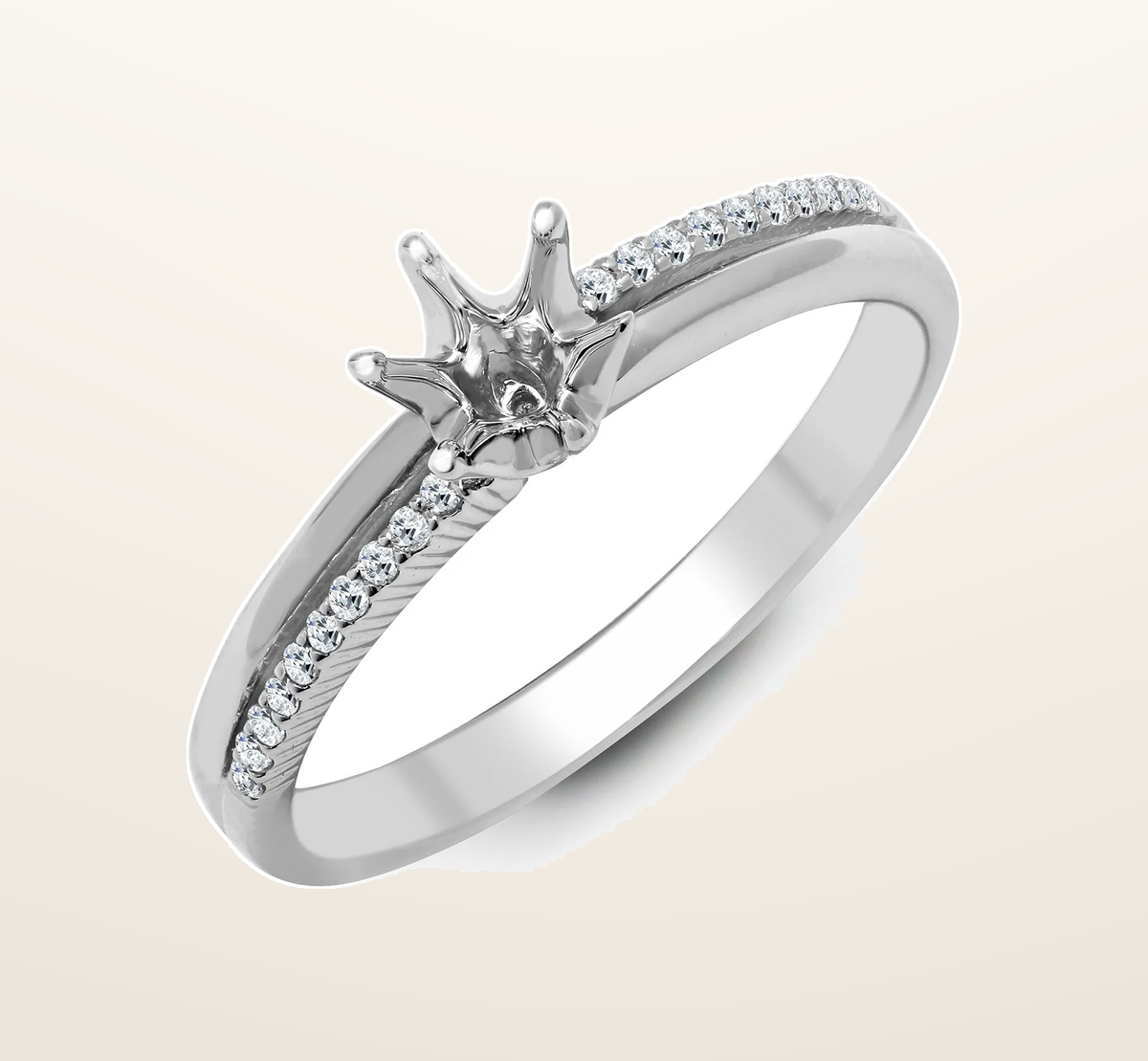 IT_ROLE:presentation_crop | 18ct White 0.09ct Natural Diamond Semi Set Ring - Holds 0.25ct