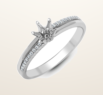 IT_ROLE:presentation_crop | 18ct White 0.09ct Natural Diamond Semi Set Ring - Holds 0.25ct