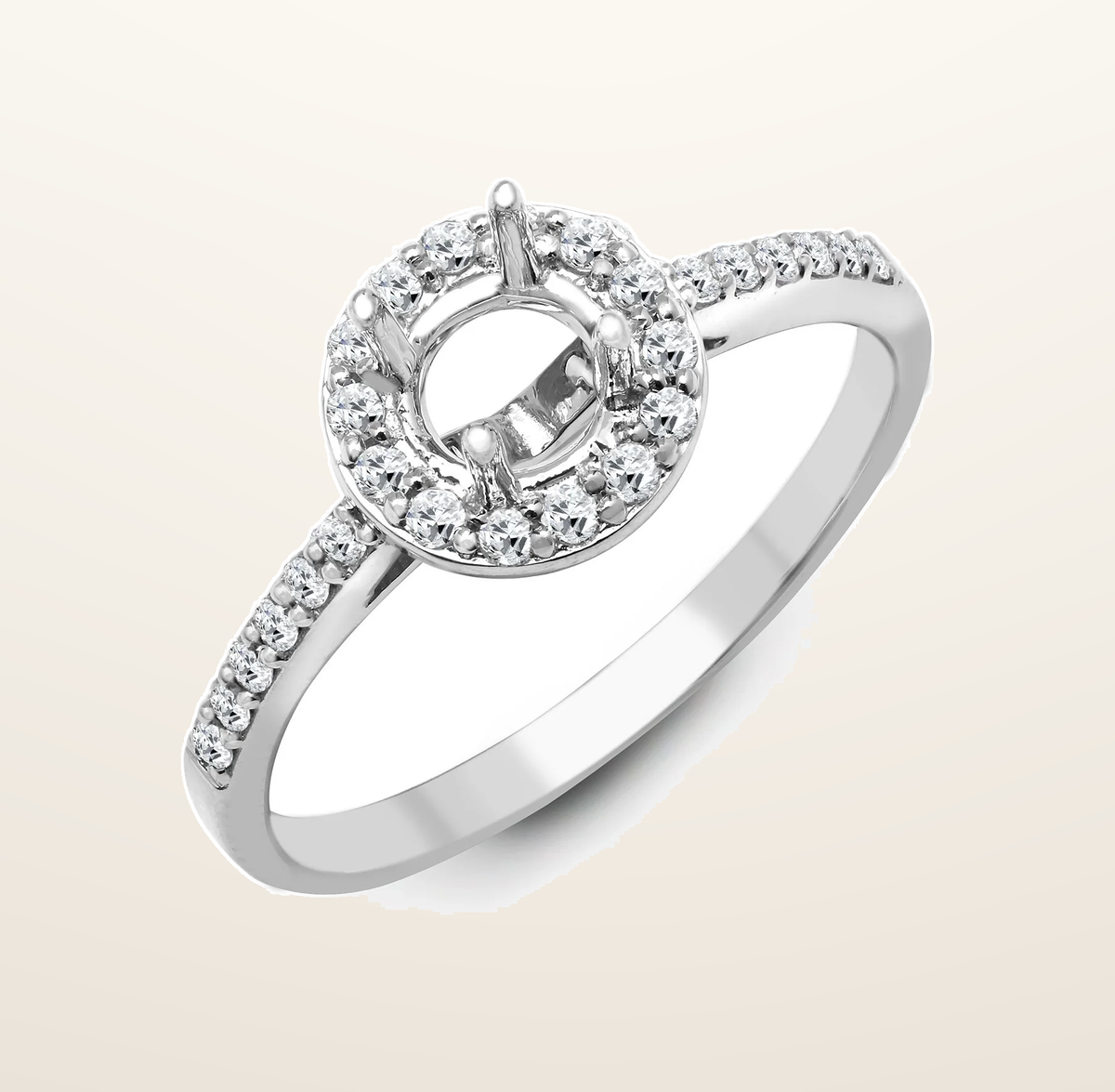 IT_ROLE:presentation_crop | 18ct White 0.26ct Natural Diamond Semi Set Halo Ring - Holds 0.75ct