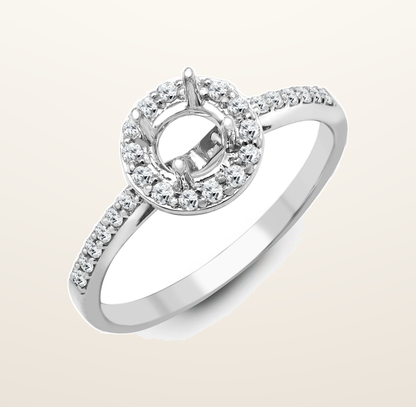 IT_ROLE:presentation_crop | 18ct White 0.26ct Natural Diamond Semi Set Halo Ring - Holds 0.75ct