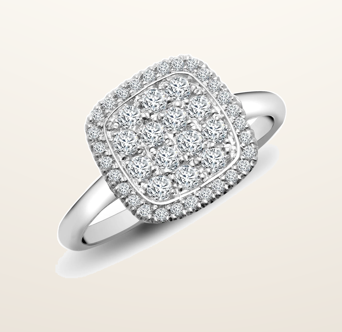 IT_ROLE:presentation_crop | 18ct White 0.55ct Natural Diamond Cluster Cushion Shape Ring