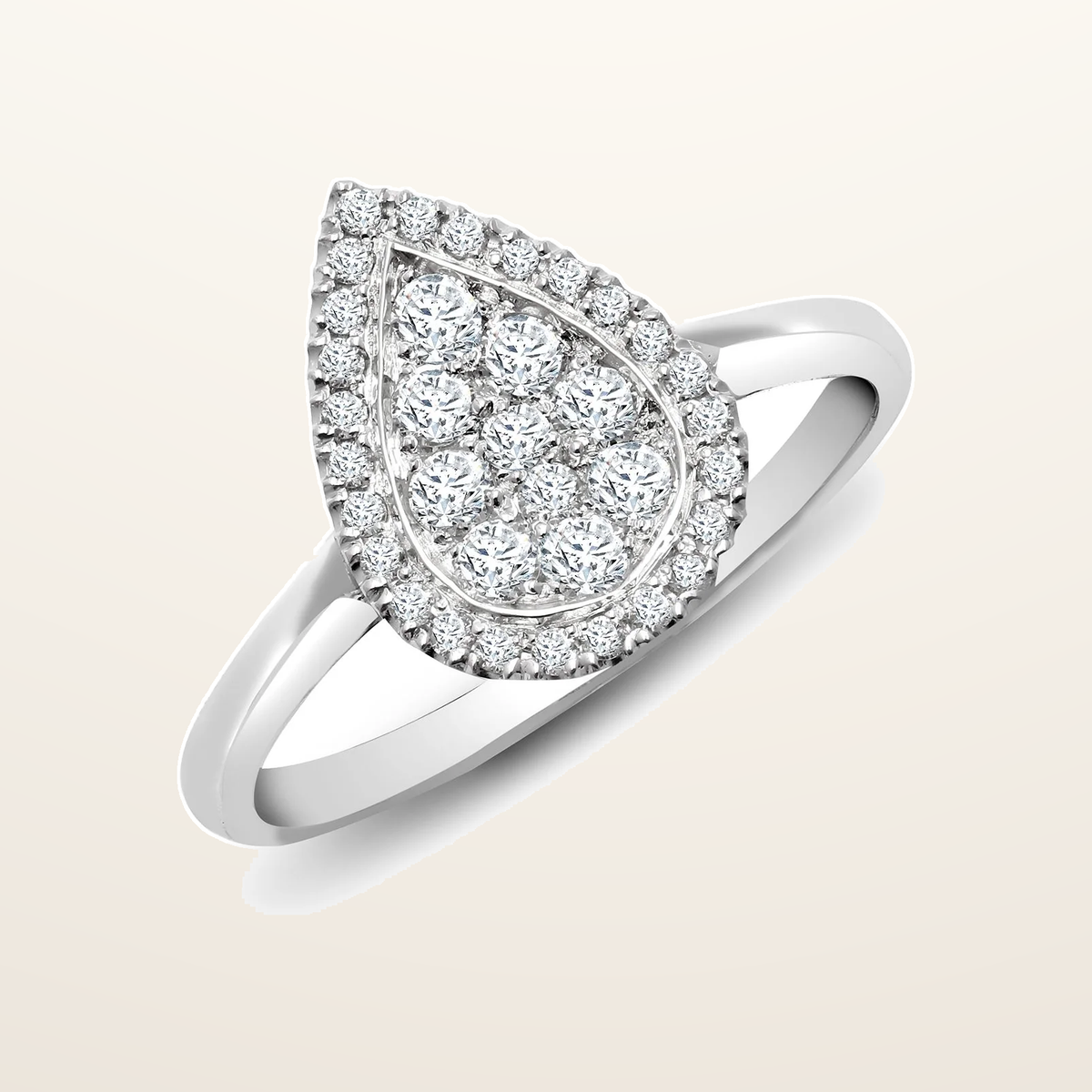 IT_ROLE:presentation_crop | 18ct White 0.40ct Natural Diamond Cluster Pear Shape Ring