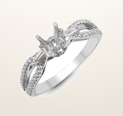 IT_ROLE:presentation_crop | 18ct White 0.42ct Natural Diamond Semi Set Ring - Holds 1.00ct