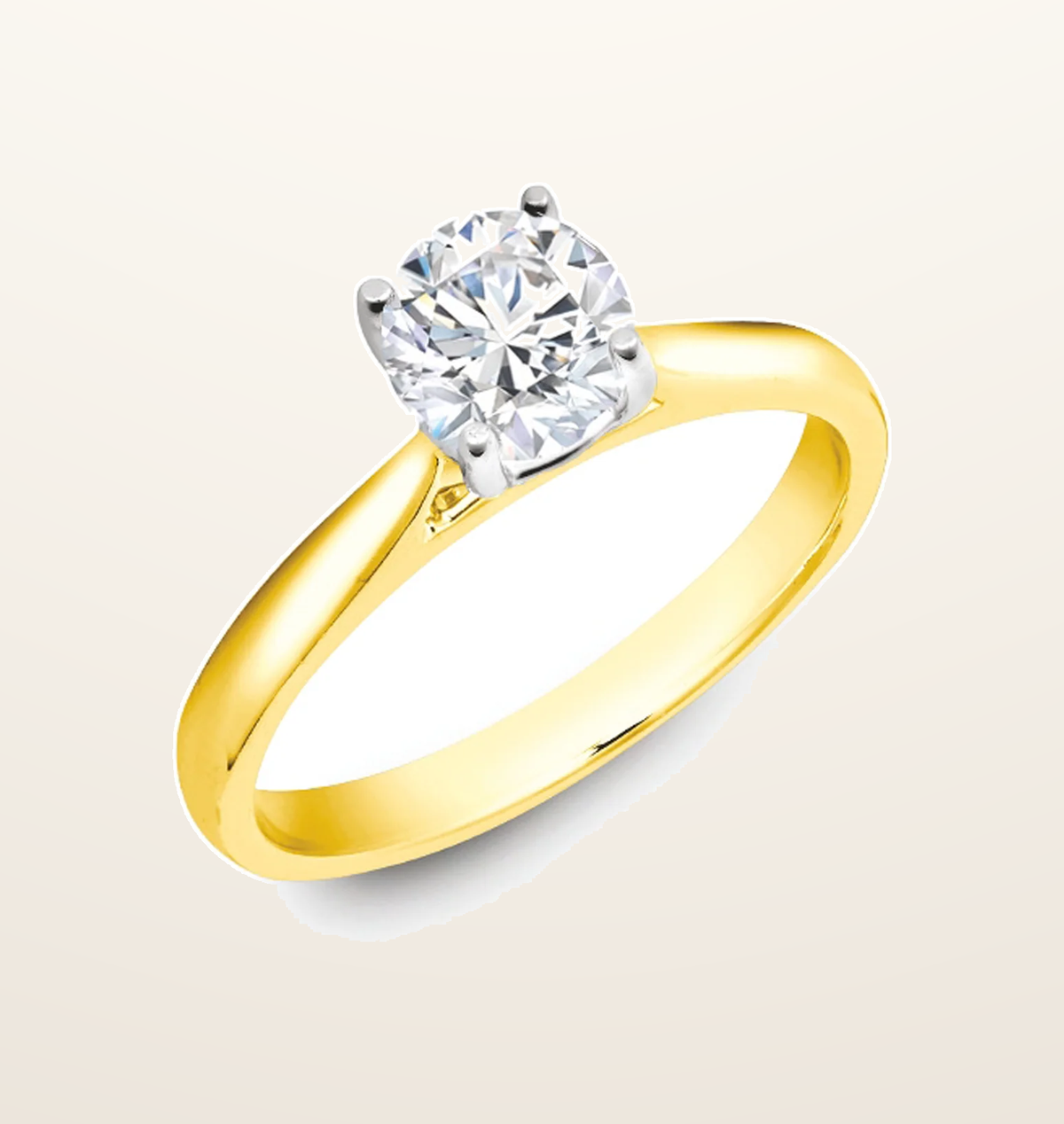 IT_ROLE:presentation_crop | 18ct Yellow Gold 25pts Round Brilliant Cut Solitaire Wed Fit Natural Diamond Ring