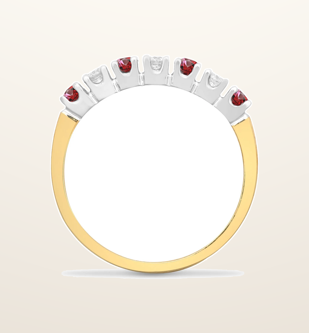 IT_ROLE:presentation_crop | 9ct Yellow Gold Natural Diamond 15pts & Ruby 20pts Half Eternity Ring