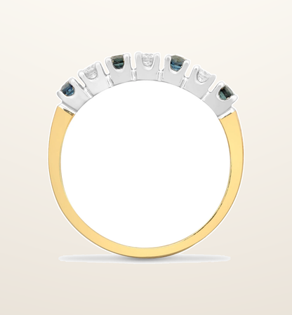 IT_ROLE:presentation_crop | 9ct Yellow Gold Natural Diamond 15pts & Sapphire 20pts Half Eternity Ring
