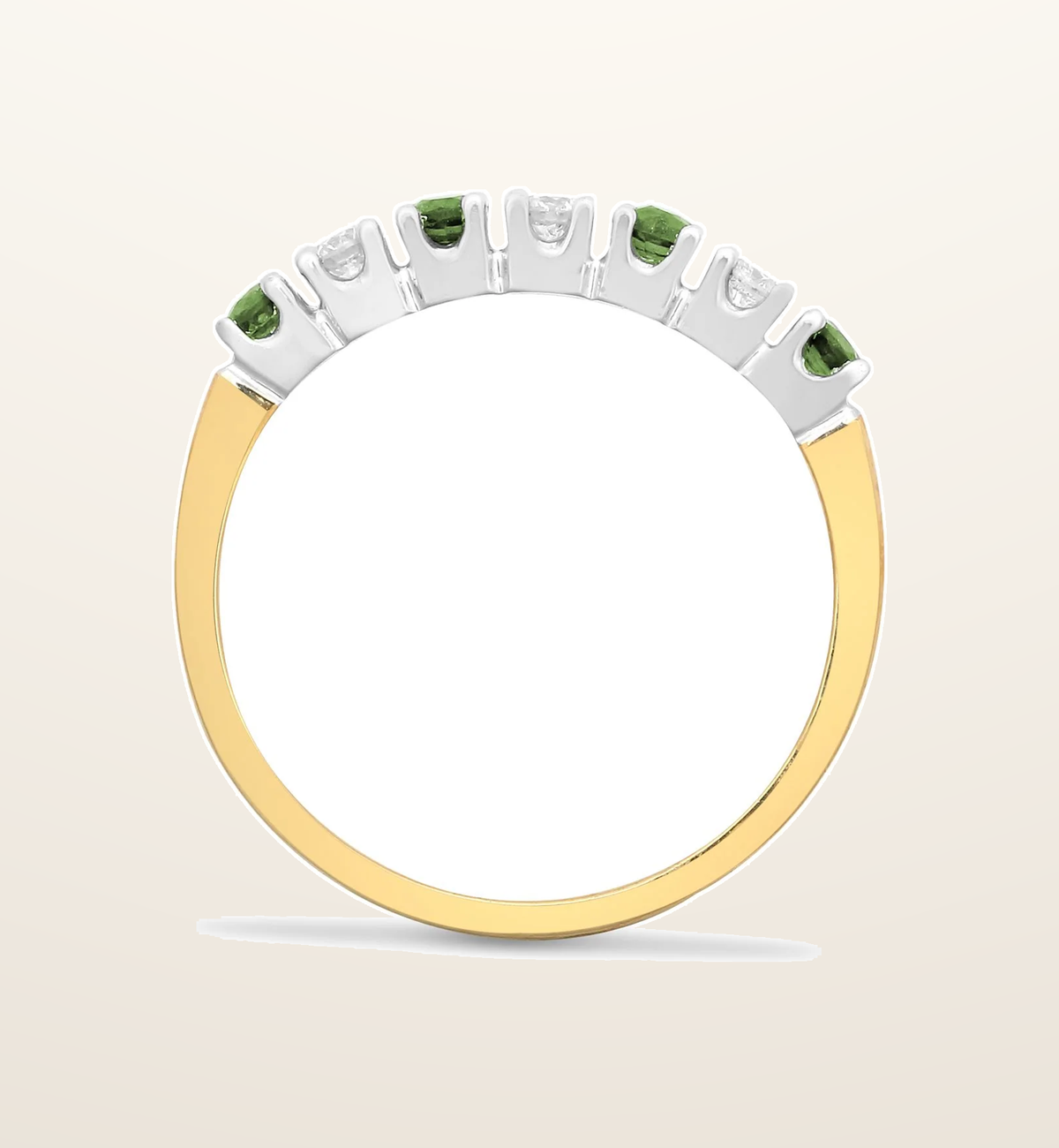 IT_ROLE:presentation_crop | 9ct Yellow Gold Natural Diamond 15pts & Emerald 20pts Half ET Ring
