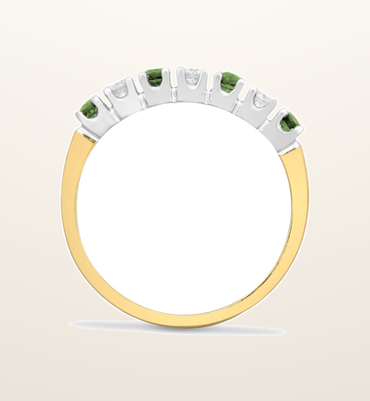 IT_ROLE:presentation_crop | 9ct Yellow Gold Natural Diamond 15pts & Emerald 20pts Half ET Ring