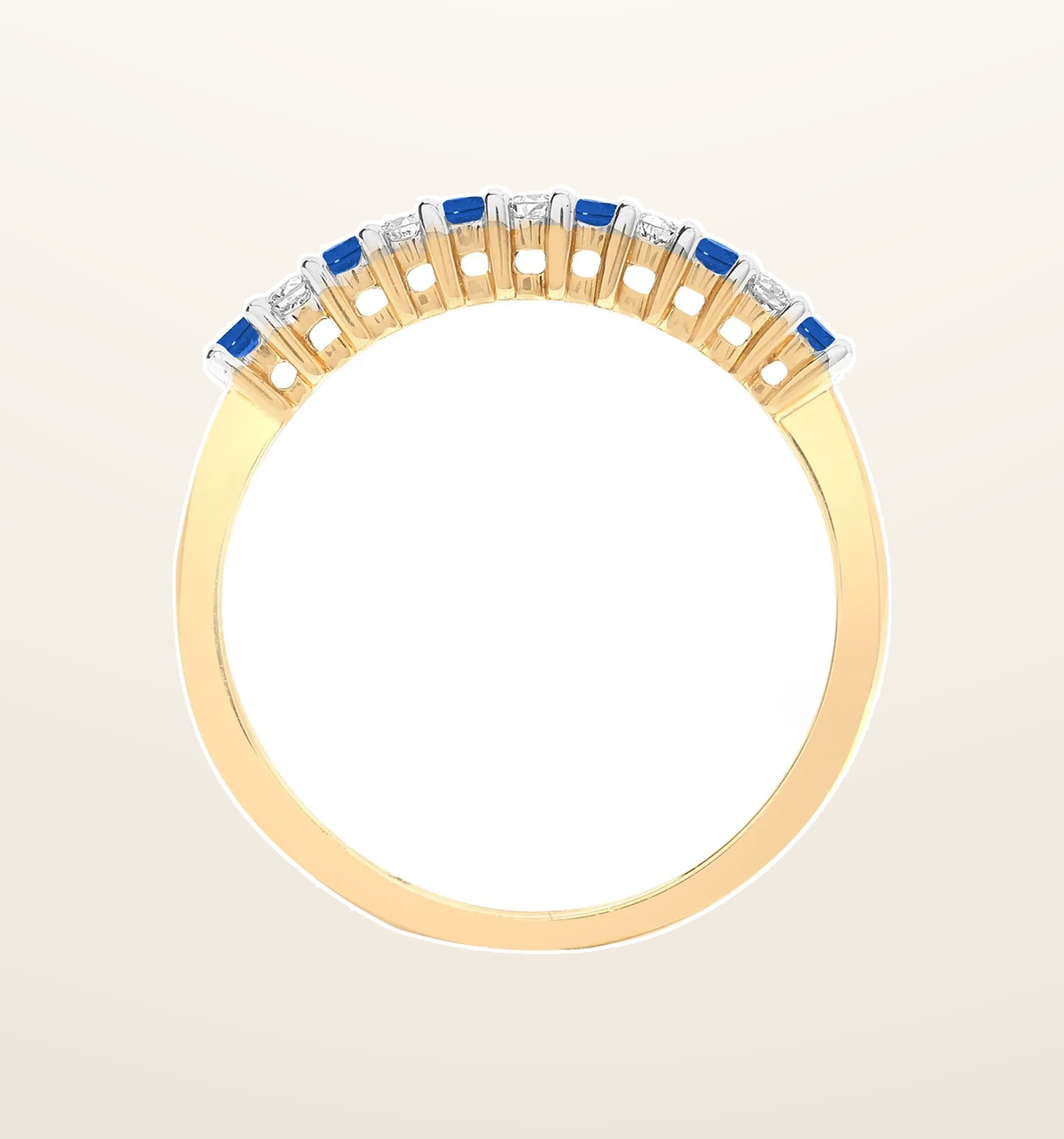 IT_ROLE:presentation_crop | 9ct Yellow Gold Natural Diamond 10pts & Sapphire 15pts Half Eternity Ring