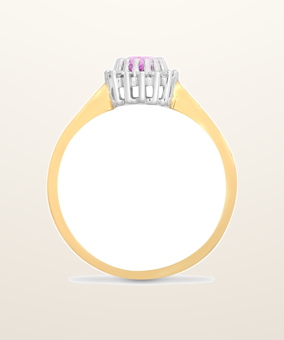 IT_ROLE:presentation_crop | 9ct Yellow Gold Natural Diamond 12pts & Pink Sapphire 68pts Ring