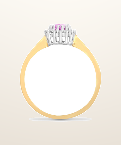 IT_ROLE:presentation_crop | 9ct Yellow Gold Natural Diamond 12pts & Pink Sapphire 68pts Ring