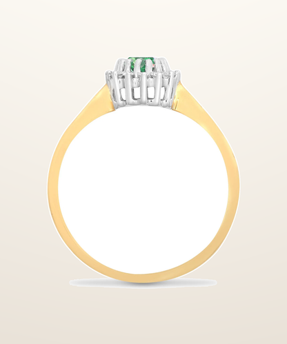 IT_ROLE:presentation_crop | 9ct Yellow Gold Natural Diamond 12pts & Emerald 52pts Ring