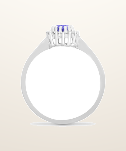 IT_ROLE:presentation_crop | 9ct White Gold Natural Diamond 12pts & Tanzanite 55pts Ring