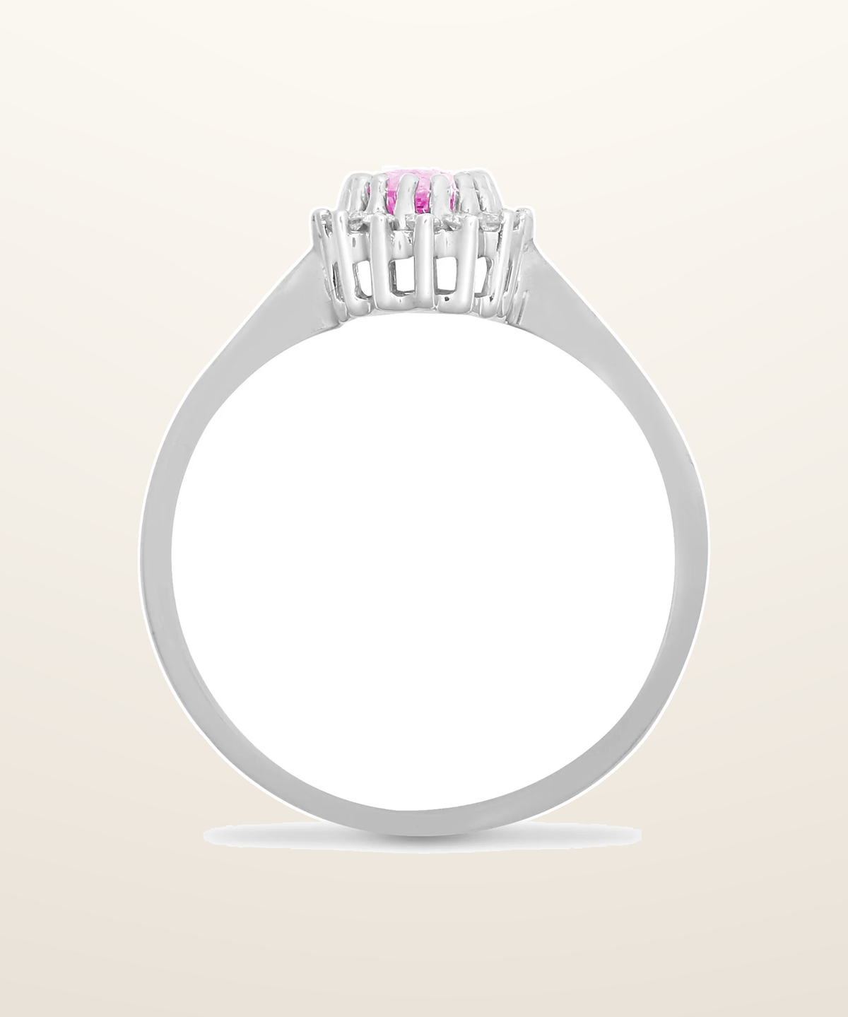 IT_ROLE:presentation_crop | 9ct White Gold Natural Diamond 12pts & Pink Sapphire 68pts Ring