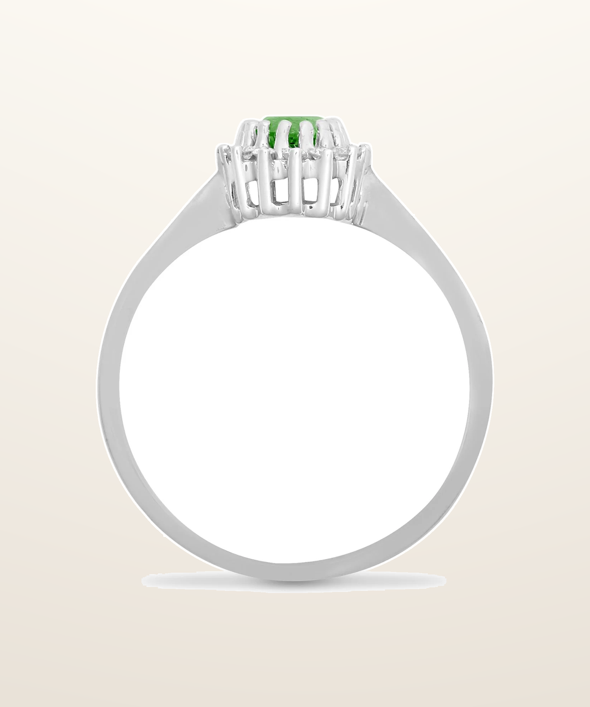 IT_ROLE:presentation_crop | 9ct White Gold Natural Diamond 12pts & Emerald 52pts Ring