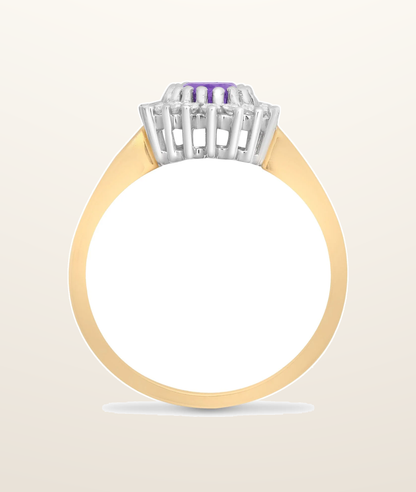 IT_ROLE:presentation_crop | 9ct Yellow Gold Natural Diamond 23pts & Amethyst 70pts Ring