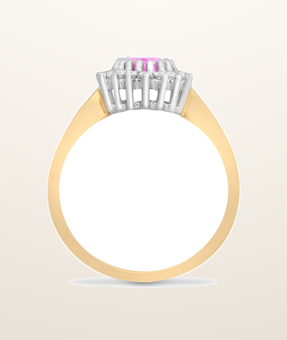 IT_ROLE:presentation_crop | 9ct Yellow Gold Natural Diamond 23pts & Pink Sapphire 1.06ct Ring