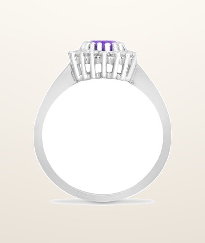 IT_ROLE:presentation_crop | 9ct White Gold Natural Diamond 23pts & Amethyst 70pts Ring