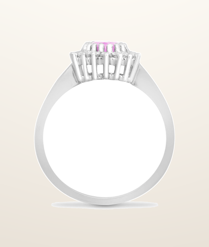 IT_ROLE:presentation_crop | 9ct White Gold Natural Diamond 23pts & Pink Sapphire 1.06ct Ring