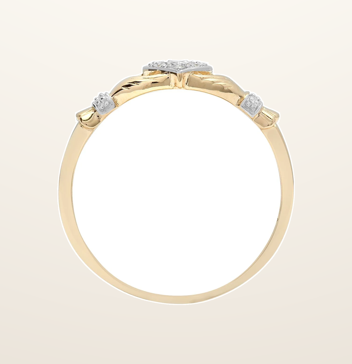 IT_ROLE:presentation_crop | 9ct Yellow Gold Natural Diamond Claddagh Ring