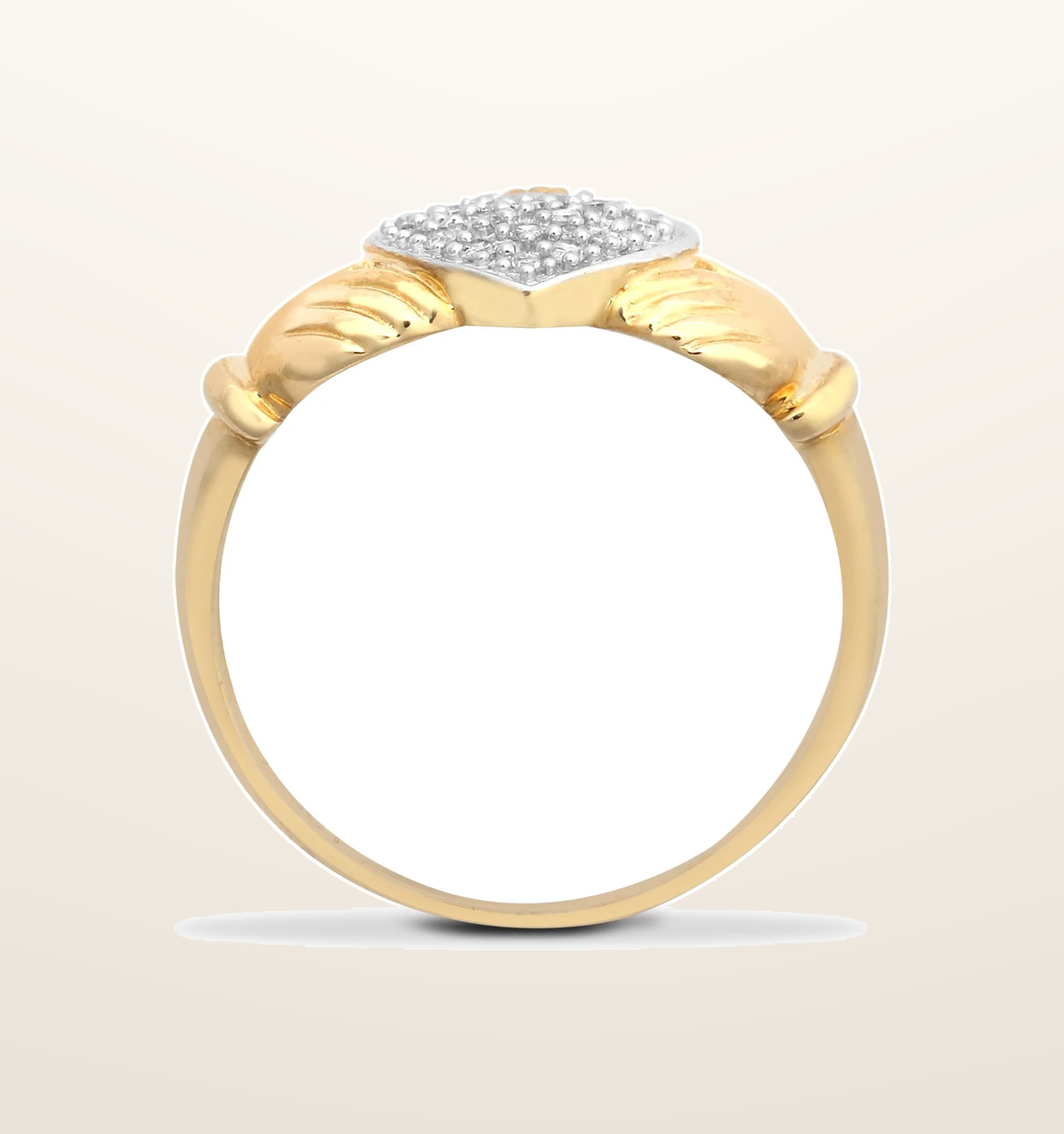 IT_ROLE:presentation_crop | 9ct Yellow Gold Natural Diamond Claddagh Ring