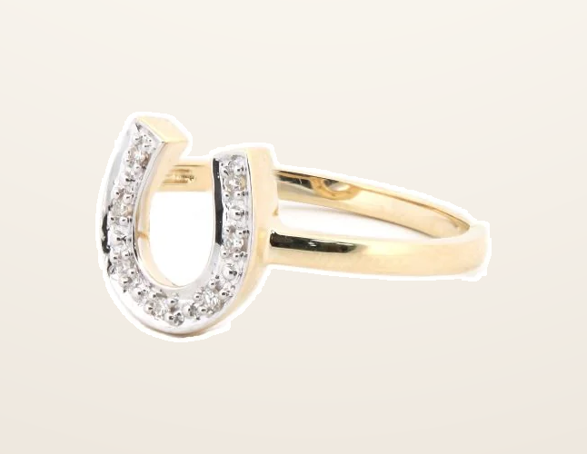 IT_ROLE:presentation_crop | 9ct Yellow 0.04ct Natural Diamond Horseshoe Ring