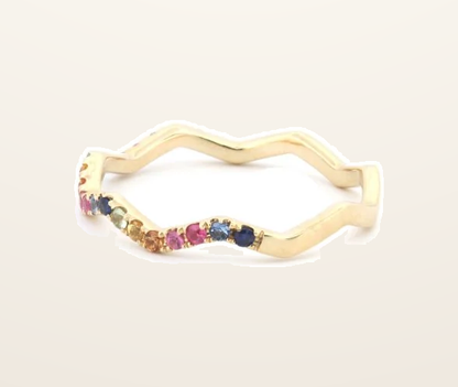 IT_ROLE:presentation_crop | 9ct Yellow 0.27ct Rainbow Saph Zigzag ET Ring