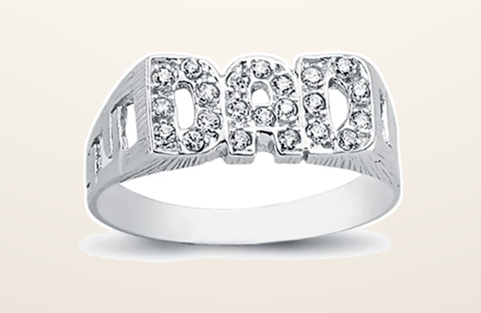 IT_ROLE:presentation_crop | 925 Silver Cubic Zirconia Set Dad Ring Curb Shoulders