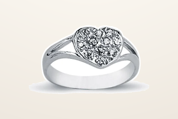 IT_ROLE:presentation_crop | 925 Silver Cubic Zirconia Set heart Signet Ring