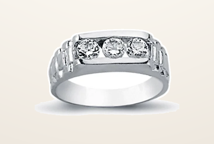IT_ROLE:presentation_crop | 925 Silver Cubic Zirconia Set Trilogy Signet Ring