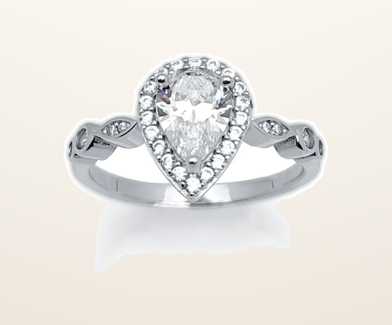 IT_ROLE:presentation_crop | 925 Silver Cubic Zirconia Pear Shape Ring