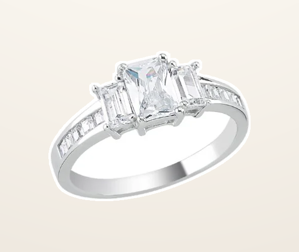 IT_ROLE:presentation_crop | 925 Silver Cubic Zirconia Trilogy Bageutte Ring