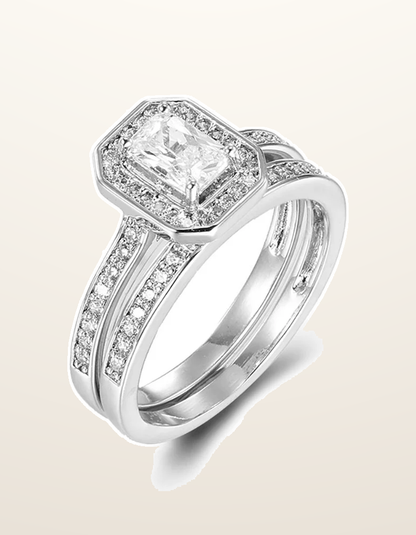 IT_ROLE:presentation_crop | 925 Silver Pear Emerald Cut and Half ET Set Rings